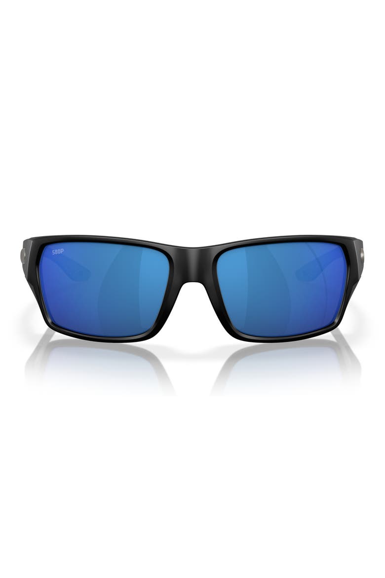 Tailfin 60mm Polarized Sunglasses, Main, color, BLACK/ BLUE MIRROR