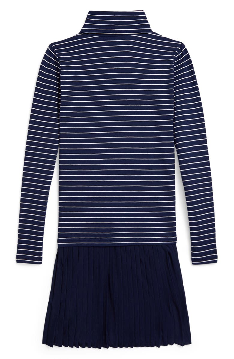 Polo Ralph Lauren Kids' Stripe Turtleneck Dress, Alternate, color, Refined Navy/ White