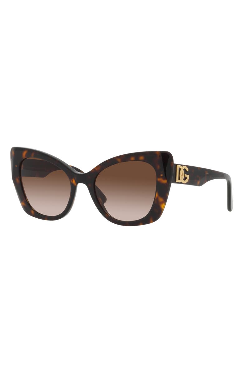 Dolce&Gabbana 53mm Gradient Butterfly Sunglasses, Alternate, color, Havana