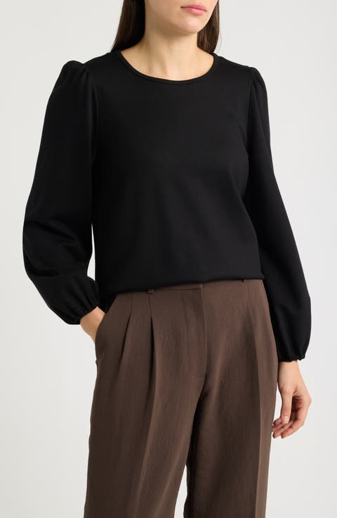 Puff Sleeve Crewneck Top