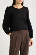 AK ANNE KLEIN Puff Sleeve Crewneck Top