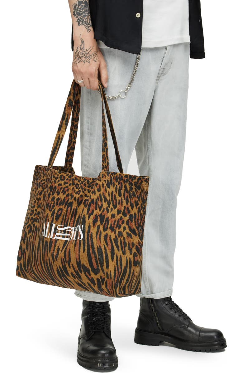 AllSaints Oppose Distorted Cotton Tote Bag, Alternate, color,