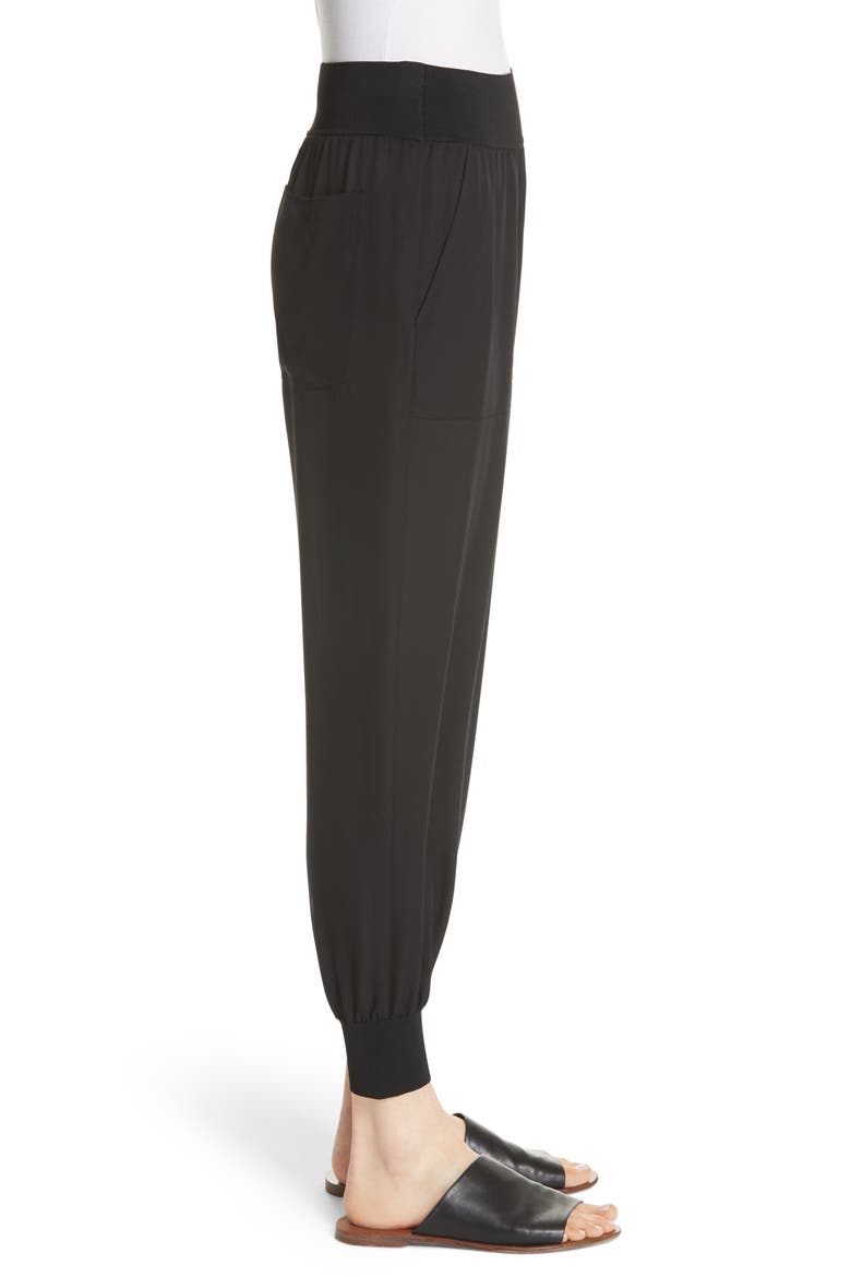 Silk Jogger Pants, Alternate, color, BLACK
