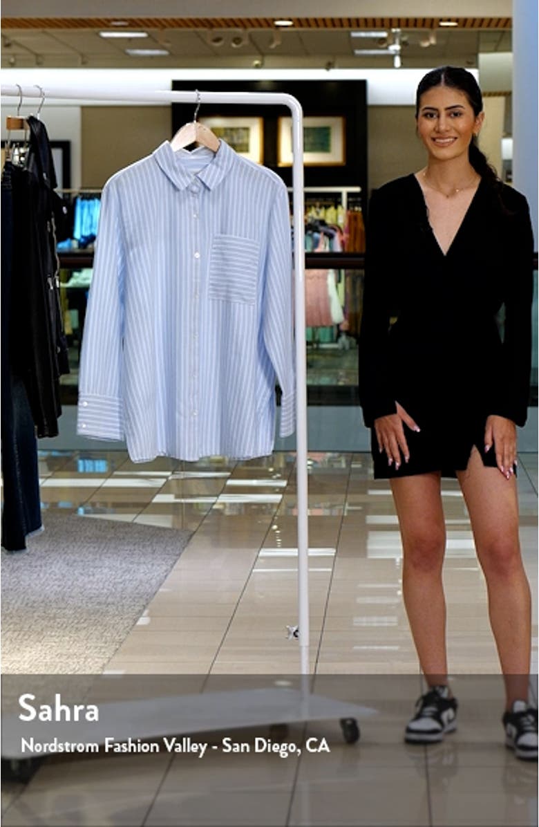 Oversize Stripe Poplin Button-Up Shirt, sales video thumbnail