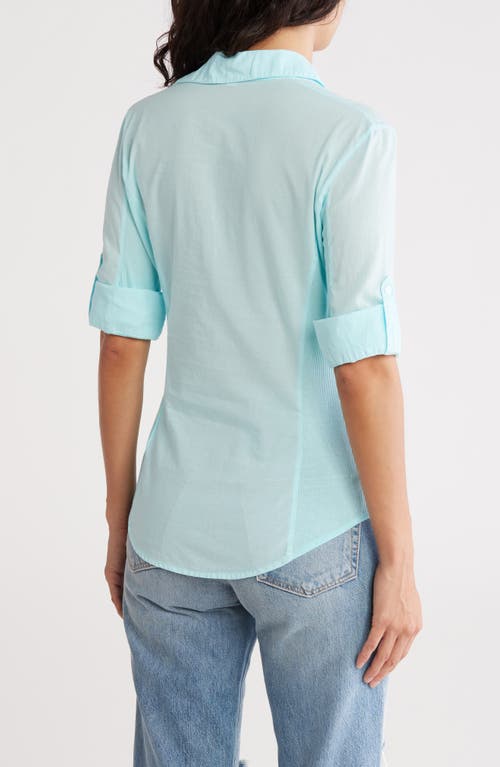 James Perse Three-quarter Sleeve Button-up Shirt In Blue
