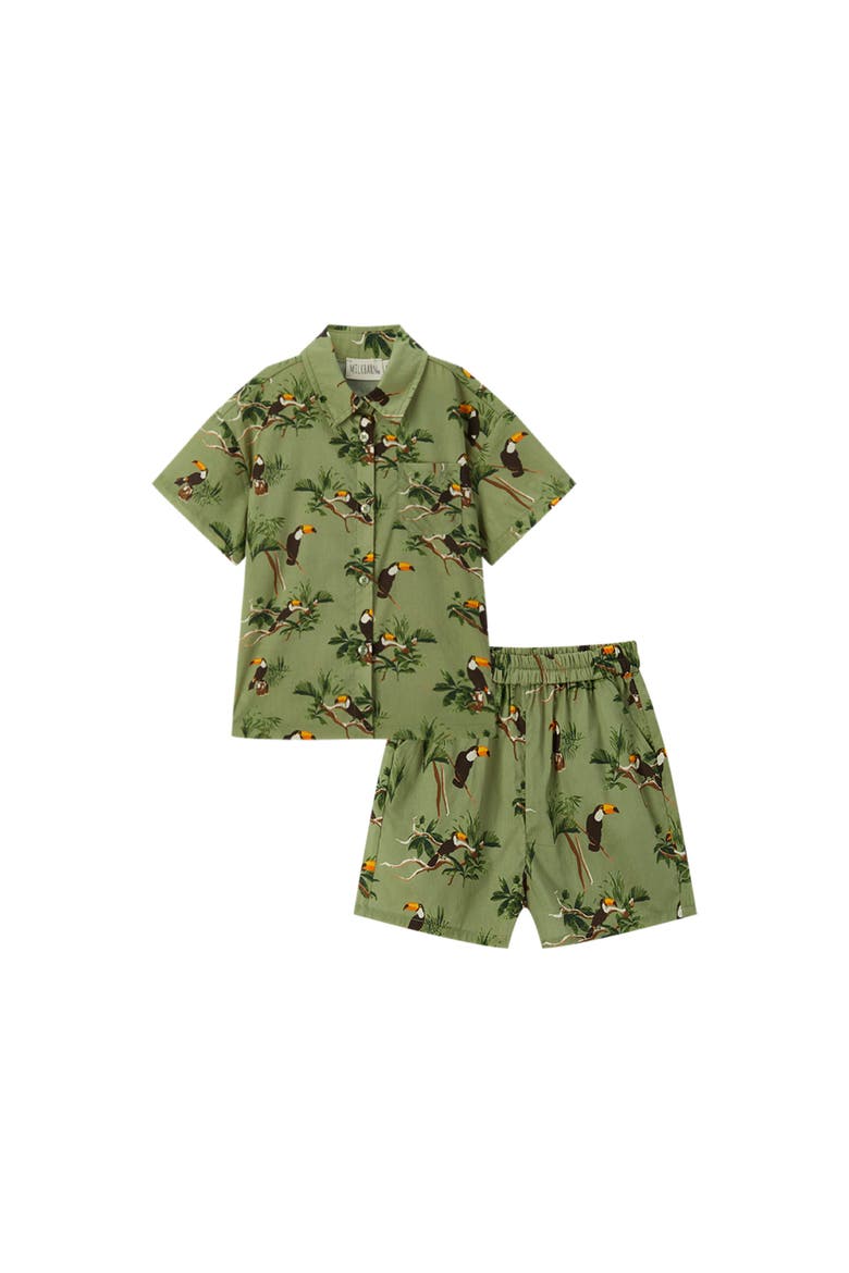 Collar Button-Up Shirt and Shorts Set, Main, color, Toucan