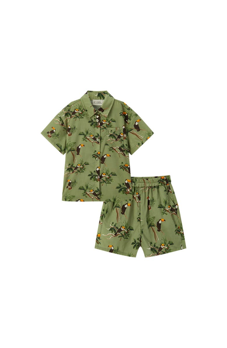 Milkbarn Collar Button-Up Shirt and Shorts Set, Main, color, Toucan