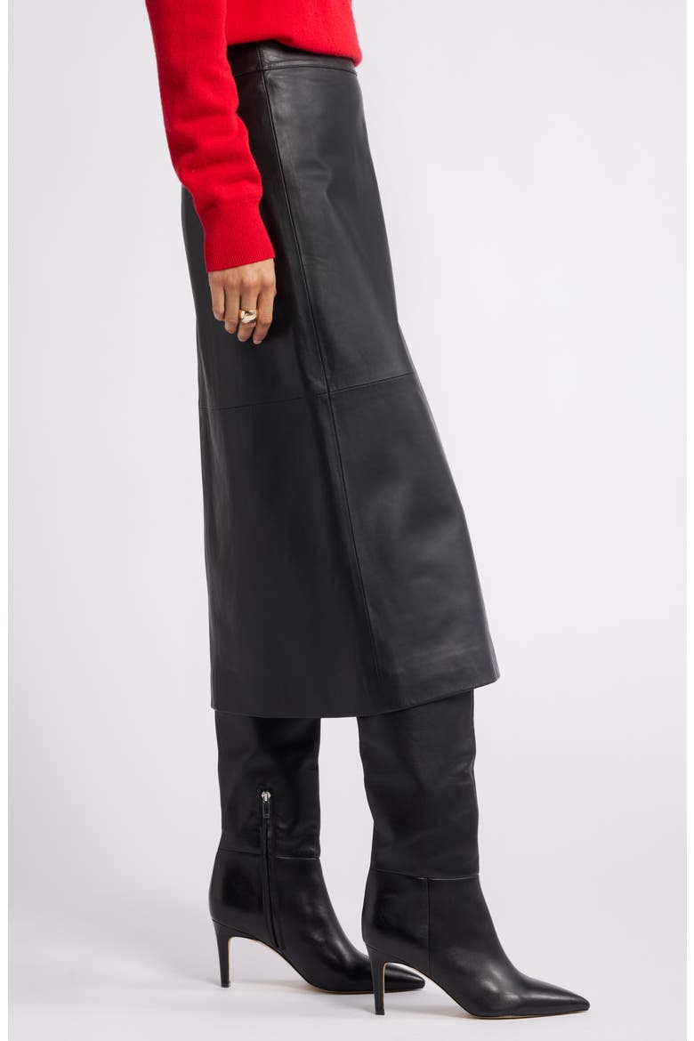 Leather A-Line Skirt, Alternate, color, BLACK