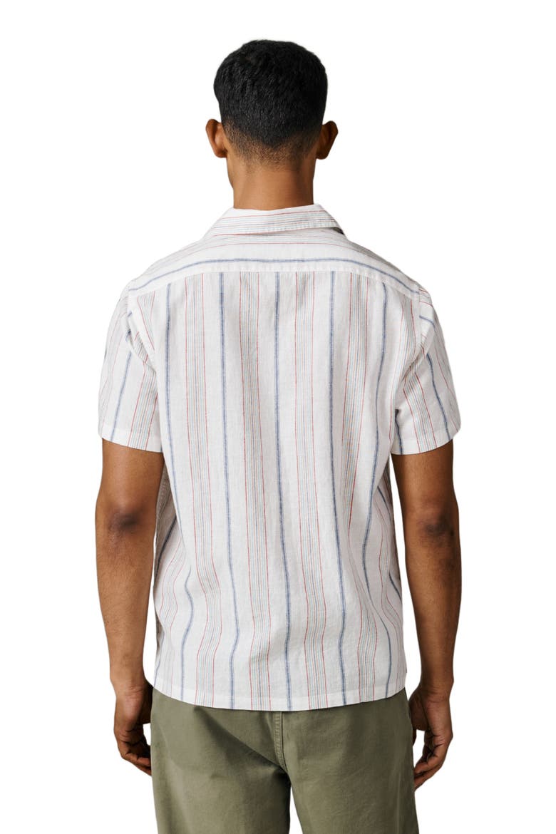 Abbey Cuban Collar Short Sleeved Shirt, Alternate, color, White Mix Stripe