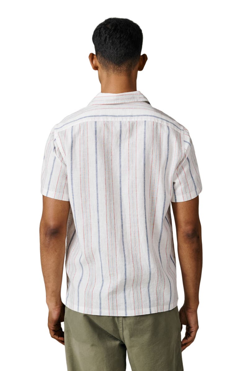 Aubin Abbey Cuban Collar Short Sleeved Shirt, Alternate, color, White Mix Stripe