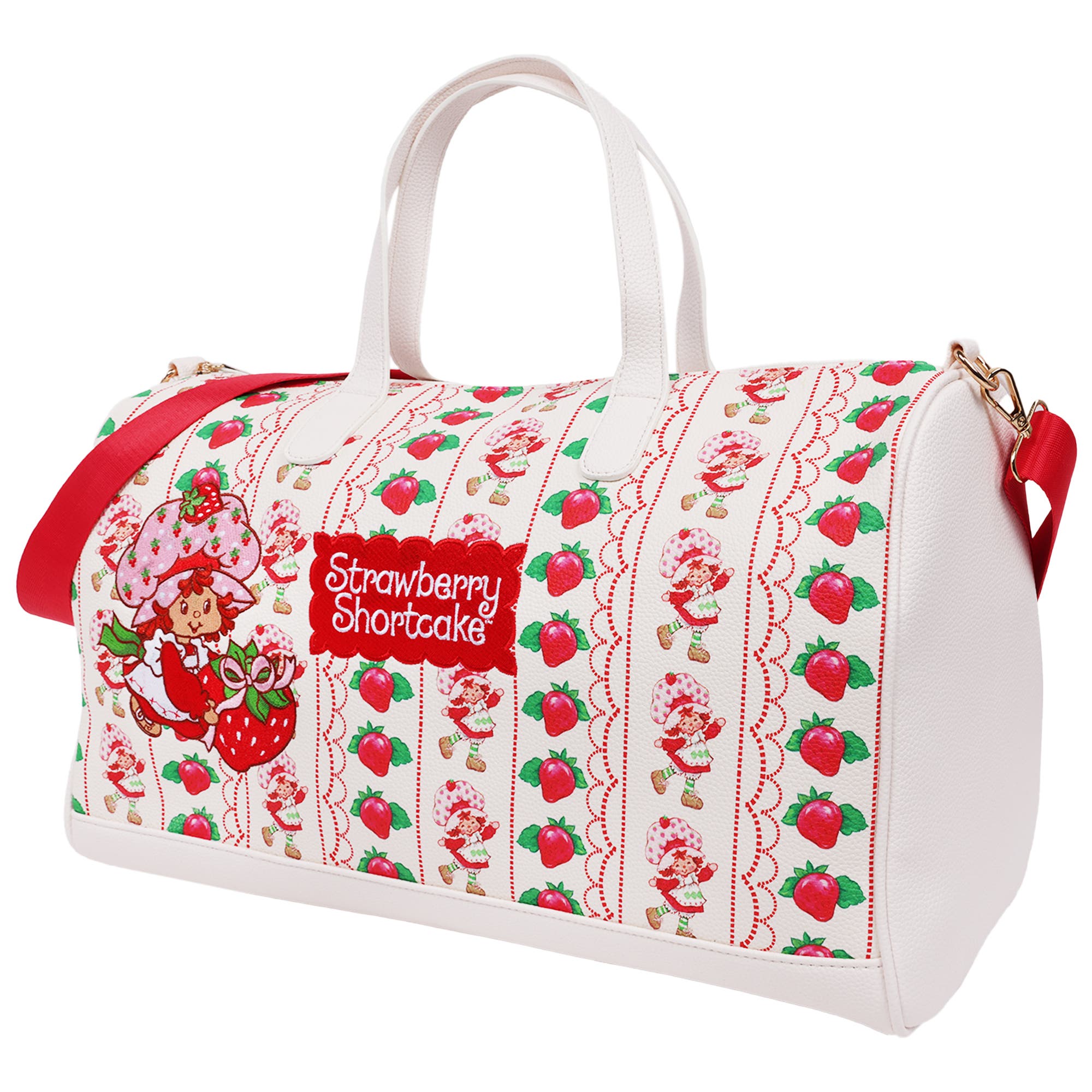 Strawberry Shortcake Lace Print Weekender Duffel Bag, Alternate, color, White