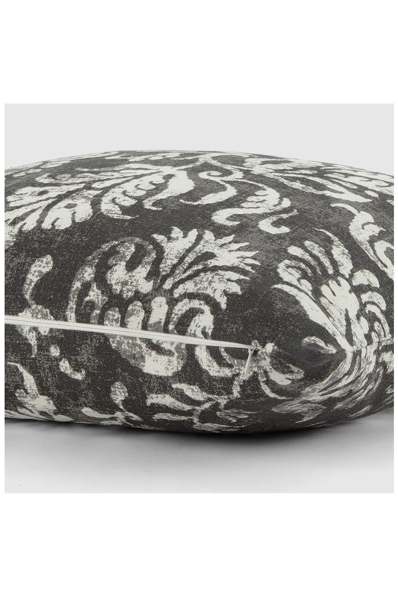 Distressed Floral Cotton Throw Pillow, Alternate, color, CHARCOAL