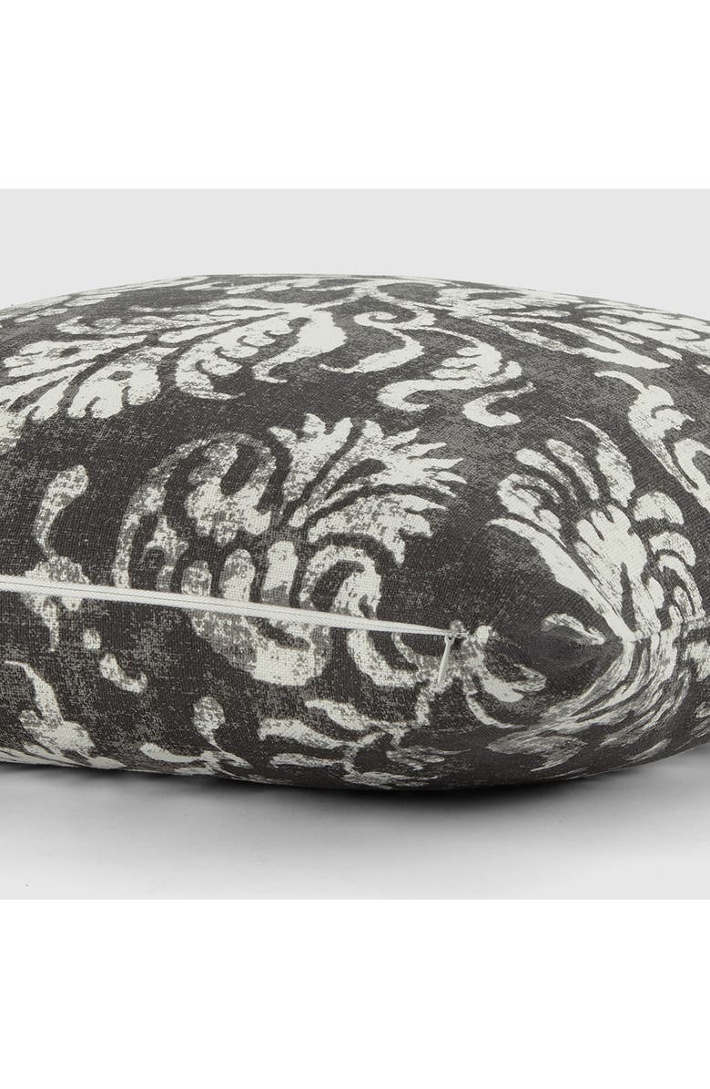 HOMESPUN Distressed Floral Cotton Throw Pillow, Alternate, color, Charcoal