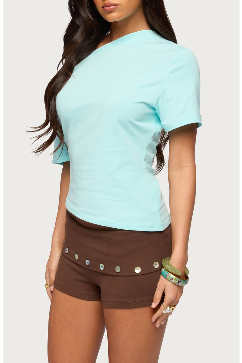 Mariee One-Shoulder Asymmetric Hem Top, Alternate, color, AQUA