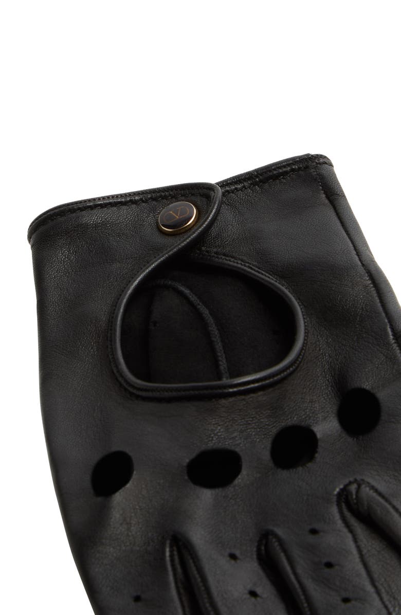 Valentino Garavani VLOGO Fingerless Leather Gloves, Alternate, color, Black