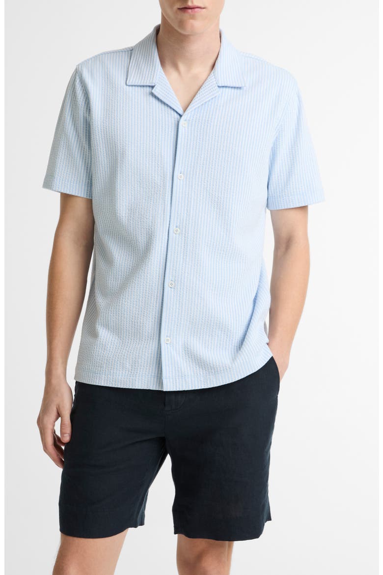 Stripe Seersucker Button Down Top, Main, color, RAINWATER/OPTIC WHITE