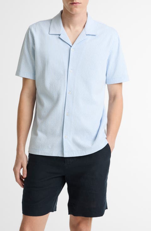 Stripe Seersucker Button Down Top