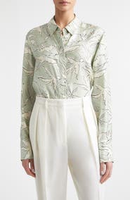 Altuzarra Chika Bird Print Silk Button-Up Shirt