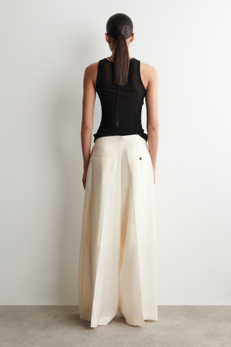 Pleated Modal Wide-leg Trousers, Alternate, color, CREAM
