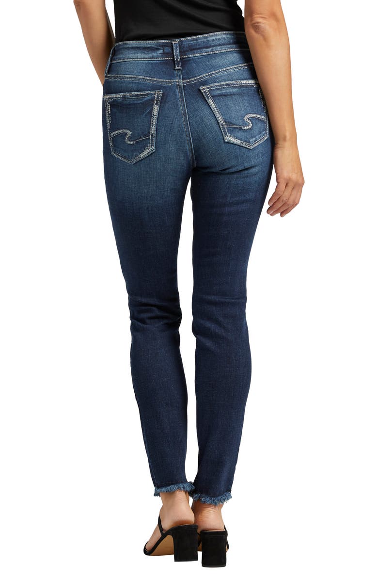 Silver Jeans Co. Suki High Waist Raw Hem Skinny Jeans, Alternate, color, Indigo
