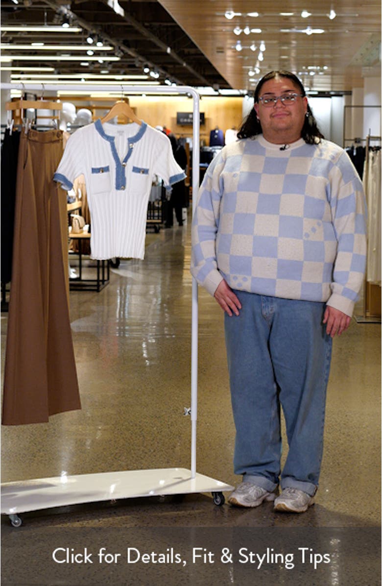 Denim Trim Short Sleeve Sweater, sales video thumbnail