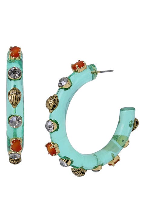 Agate & Crystal Hoop Earrings