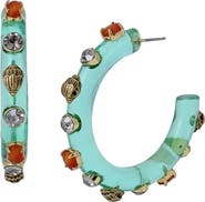 Kurt Geiger London Agate & Crystal Hoop Earrings