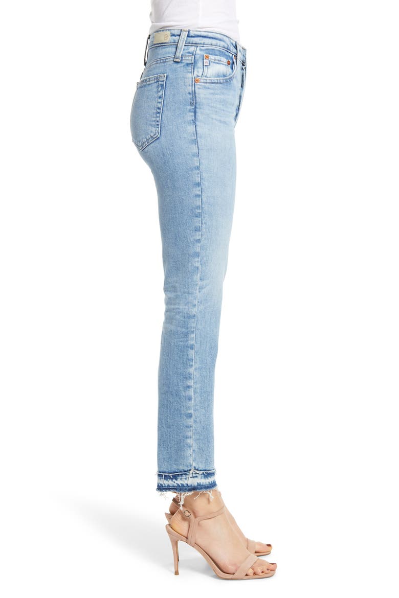 Isabelle High Waist Hem Detail Ankle Straight Leg Jeans, Alternate, color, 22YRS BLUE SOLS