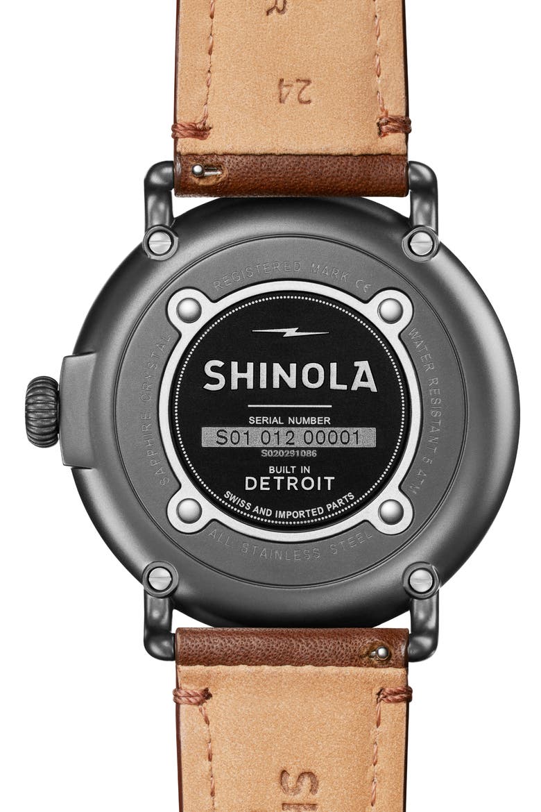 Runwell Leather Strap Watch, 47mm, Alternate, color, BROWN OAK CAMO