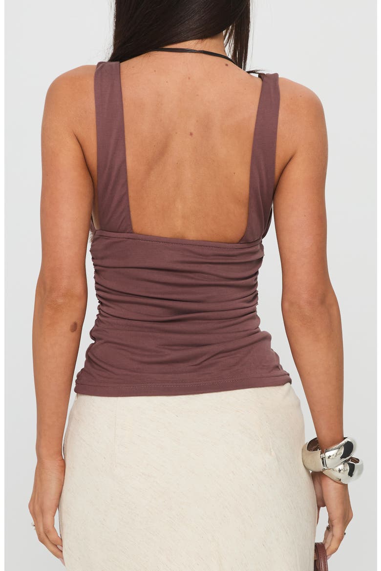 Sublime Ruched Tank, Alternate, color, BROWN