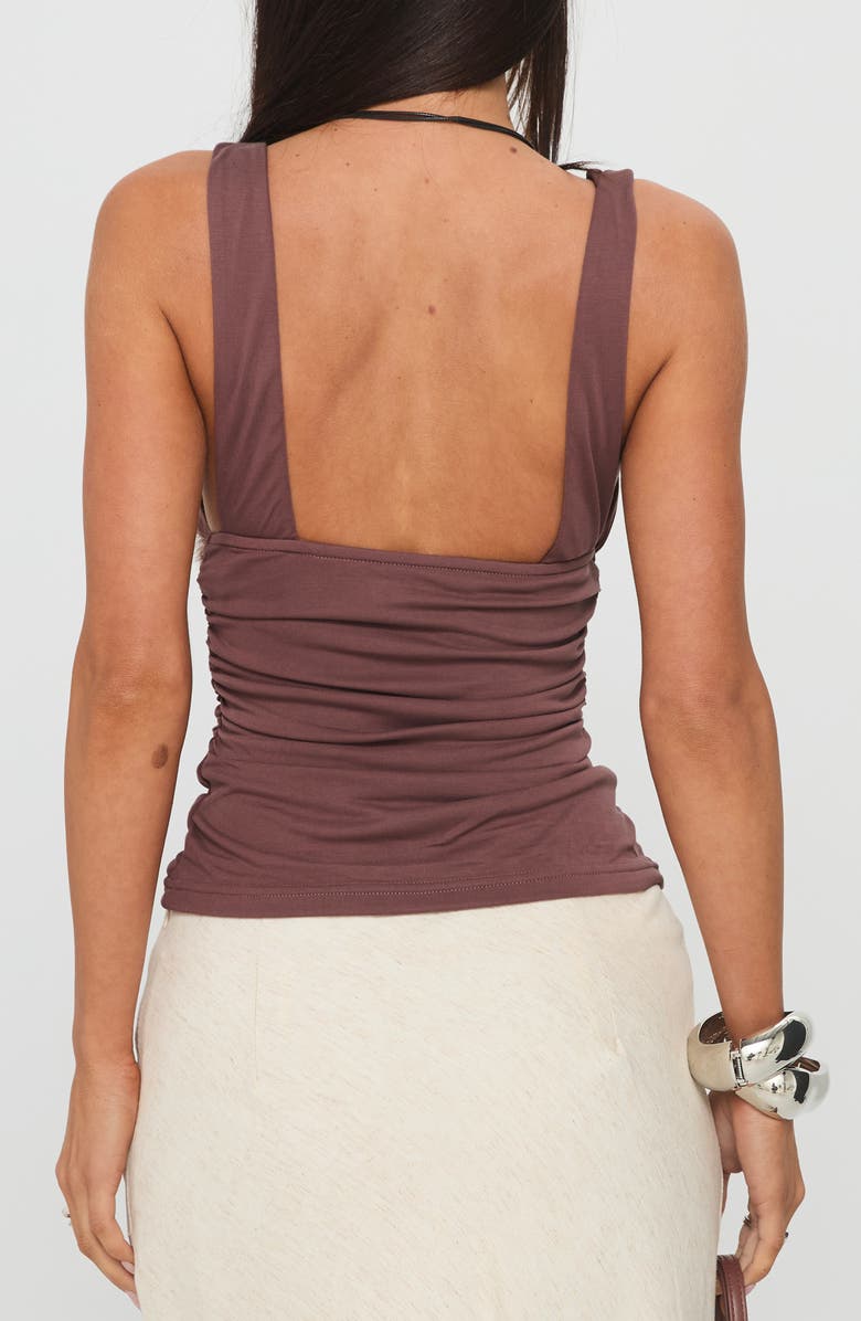Princess Polly Sublime Ruched Tank, Alternate, color, Brown