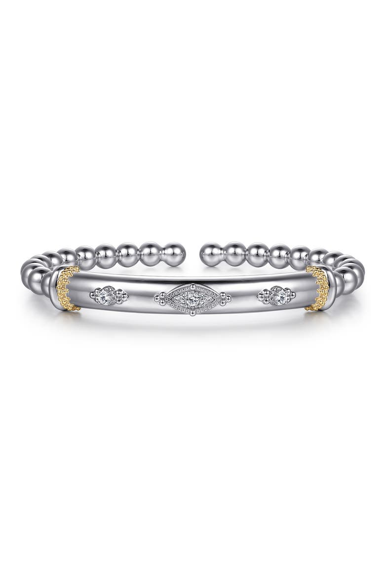 Bujukan 14K Gold & White Sapphire Split Bangle Bracelet, Main, color, SILVER/ 14K YELLOW GOLD