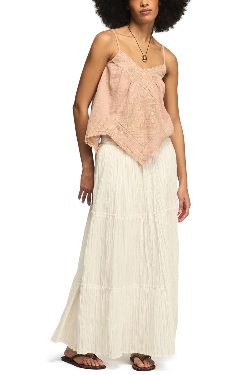 Lucky Brand Lace Trim Handkerchief Hem Camisole, Alternate, color, Mahogany Rose
