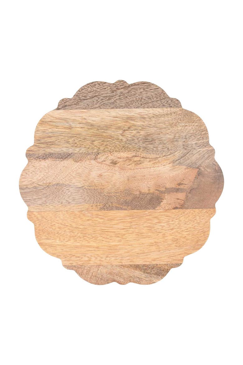 Maeve Scallop Wood Riser, Main, color, Brown