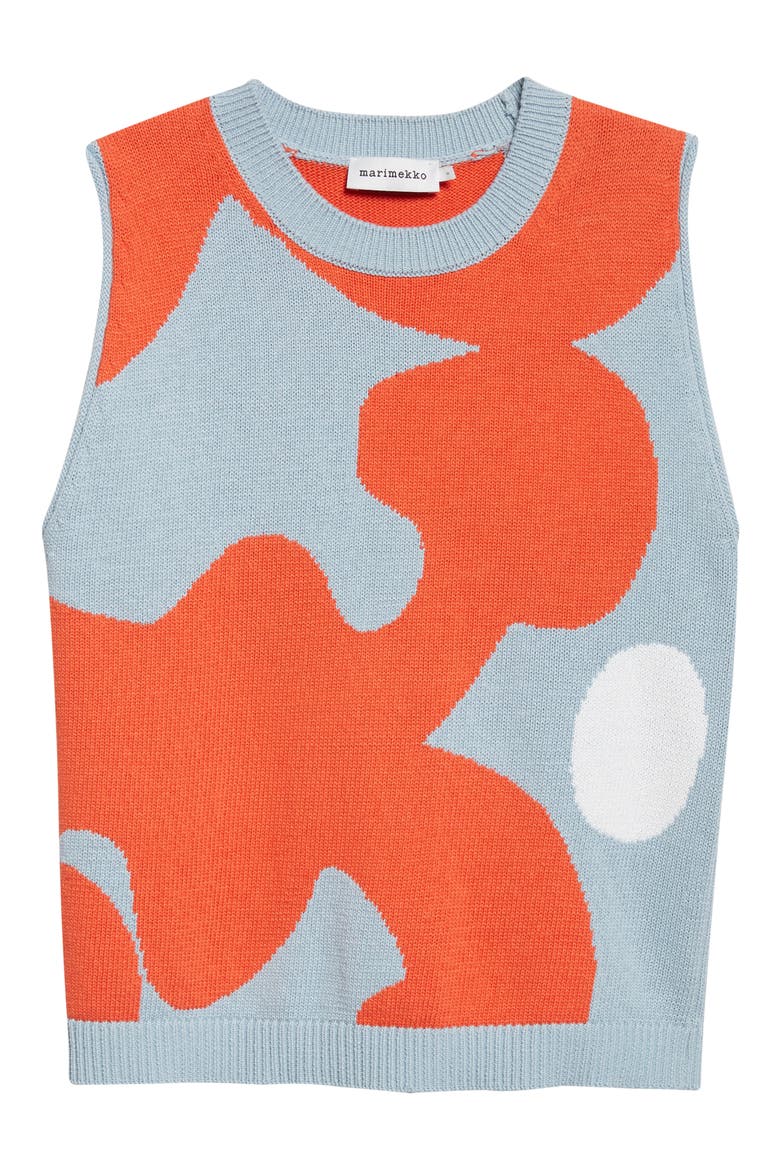 Pomppikoot Keidas Sleeveless Cotton Sweater, Alternate, color, DARK ORANGE LIGHT BLUE