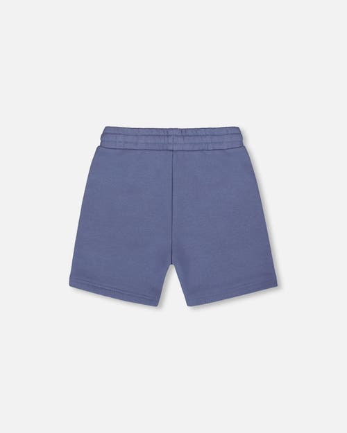 Deux Par Deux Little Boy's French Terry Zip Pocket Shorts Pale Mauve Blue In Pale Mauve Blue