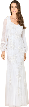 LARA New York Long Sleeve Beaded Bridal Gown