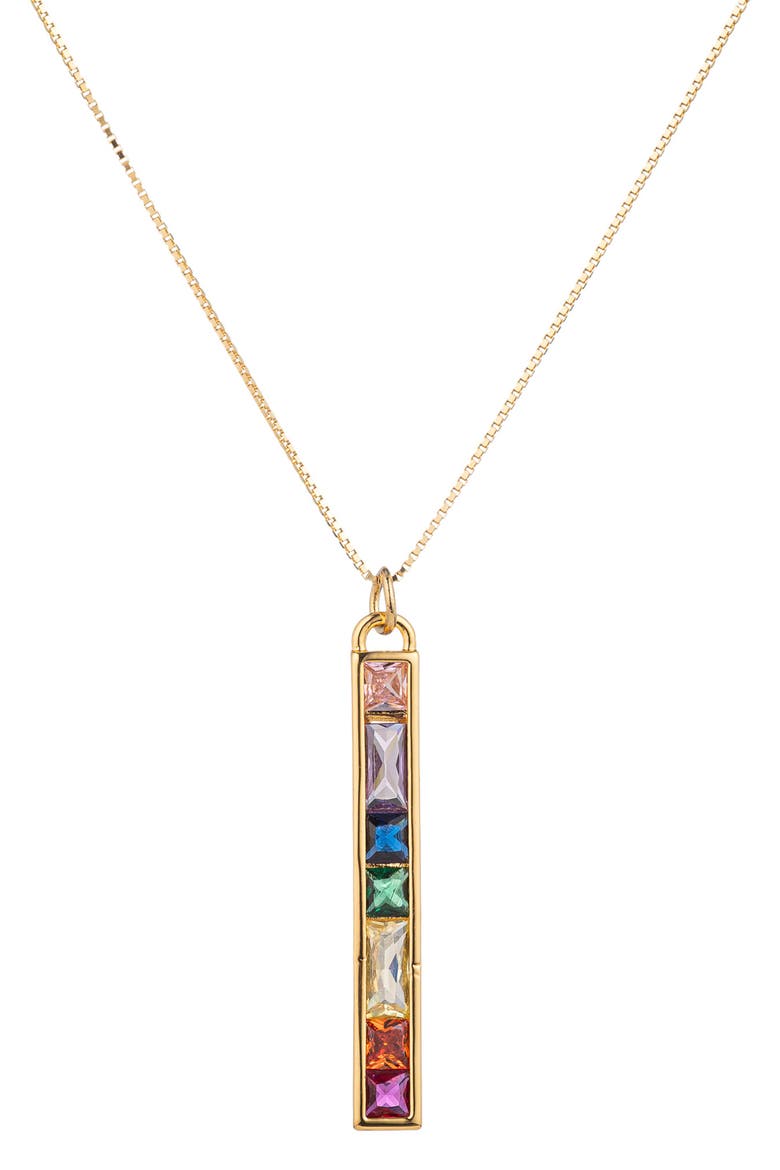 Cubic Zirconia Chakra Pendant Necklace, Main, color, GOLD
