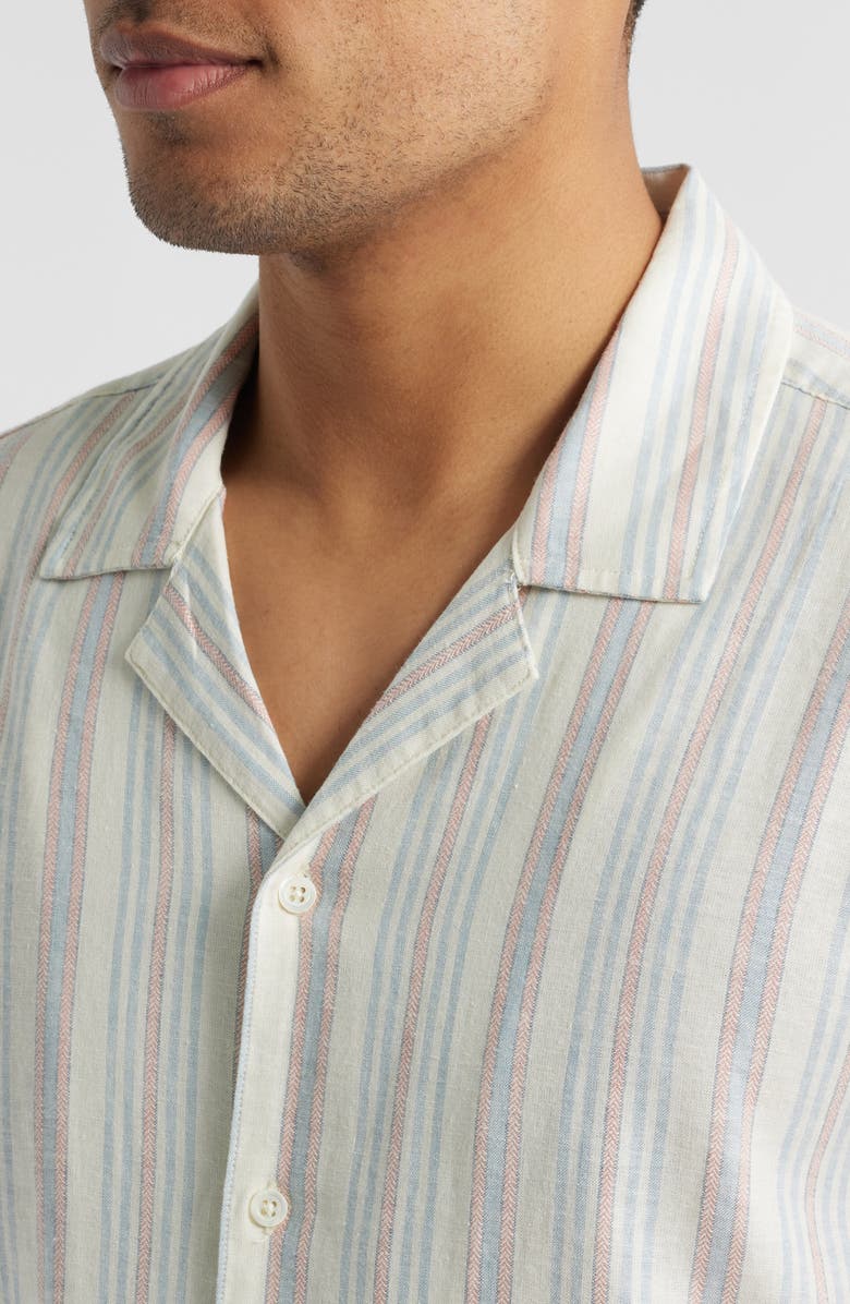 Rails Amalfi Stripe Linen Blend Camp Shirt, Alternate, color, Amalfi Stripe
