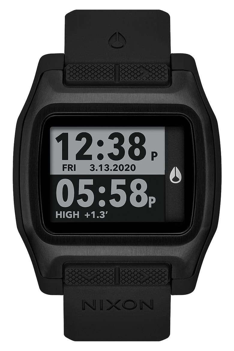 High Tide Digital Silicone Strap Watch, 44mm, Main, color, ALL BLACK