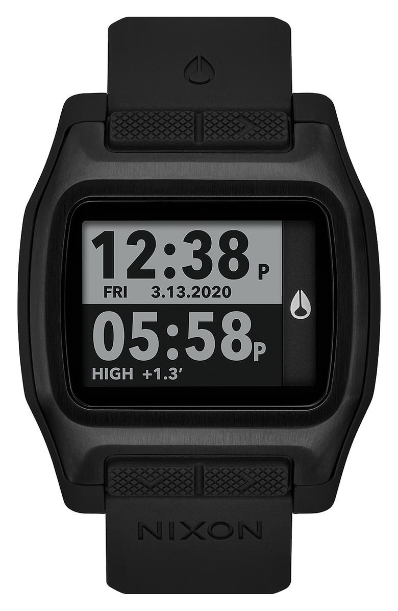 Nixon High Tide Digital Silicone Strap Watch, 44mm, Main, color, All Black