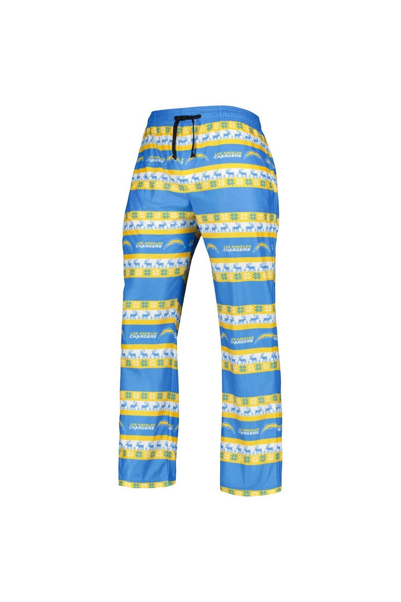 Men's FOCO Powder Blue Los Angeles Chargers Team Ugly Pajama Set, Alternate, color, Powder Blue