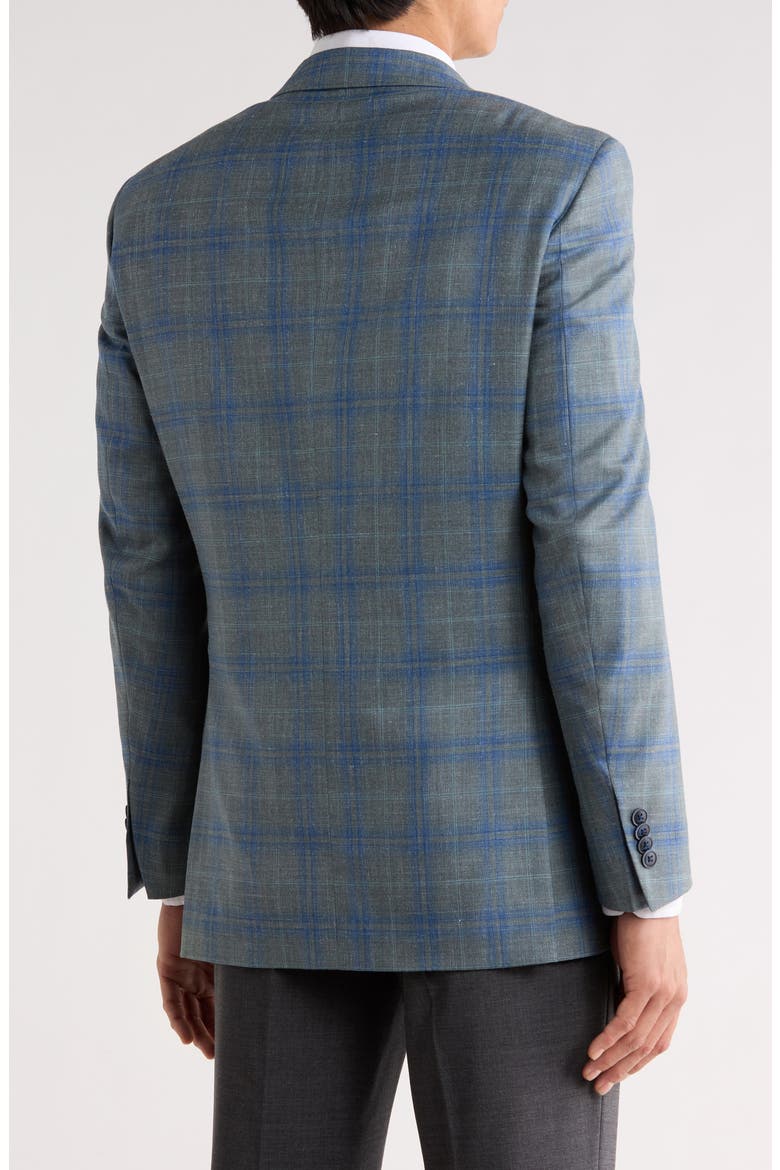 Green Plaid Wool Blend Sport Coat, Alternate, color, GREEN