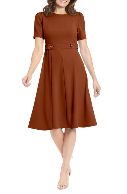 Side Tab Fit & Flare Dress (Petite)