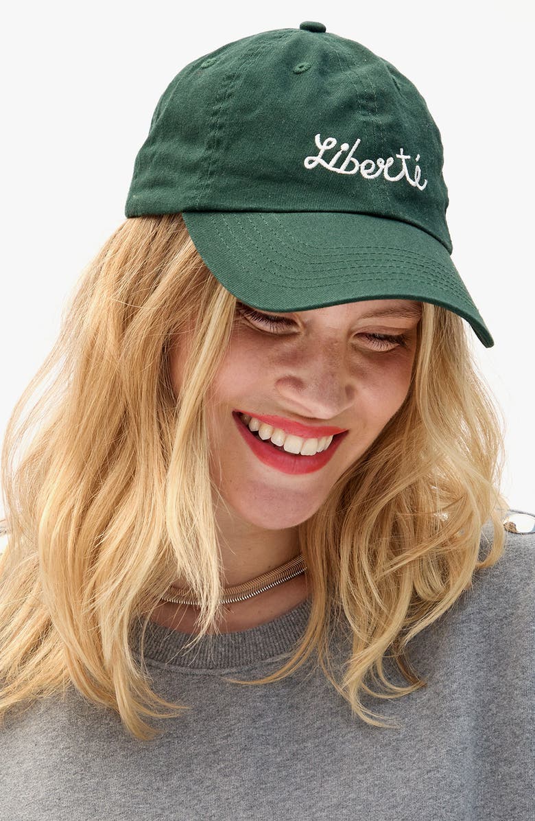Clare V. Liberté Embroidered Cotton Twill Baseball Cap, Alternate, color, 