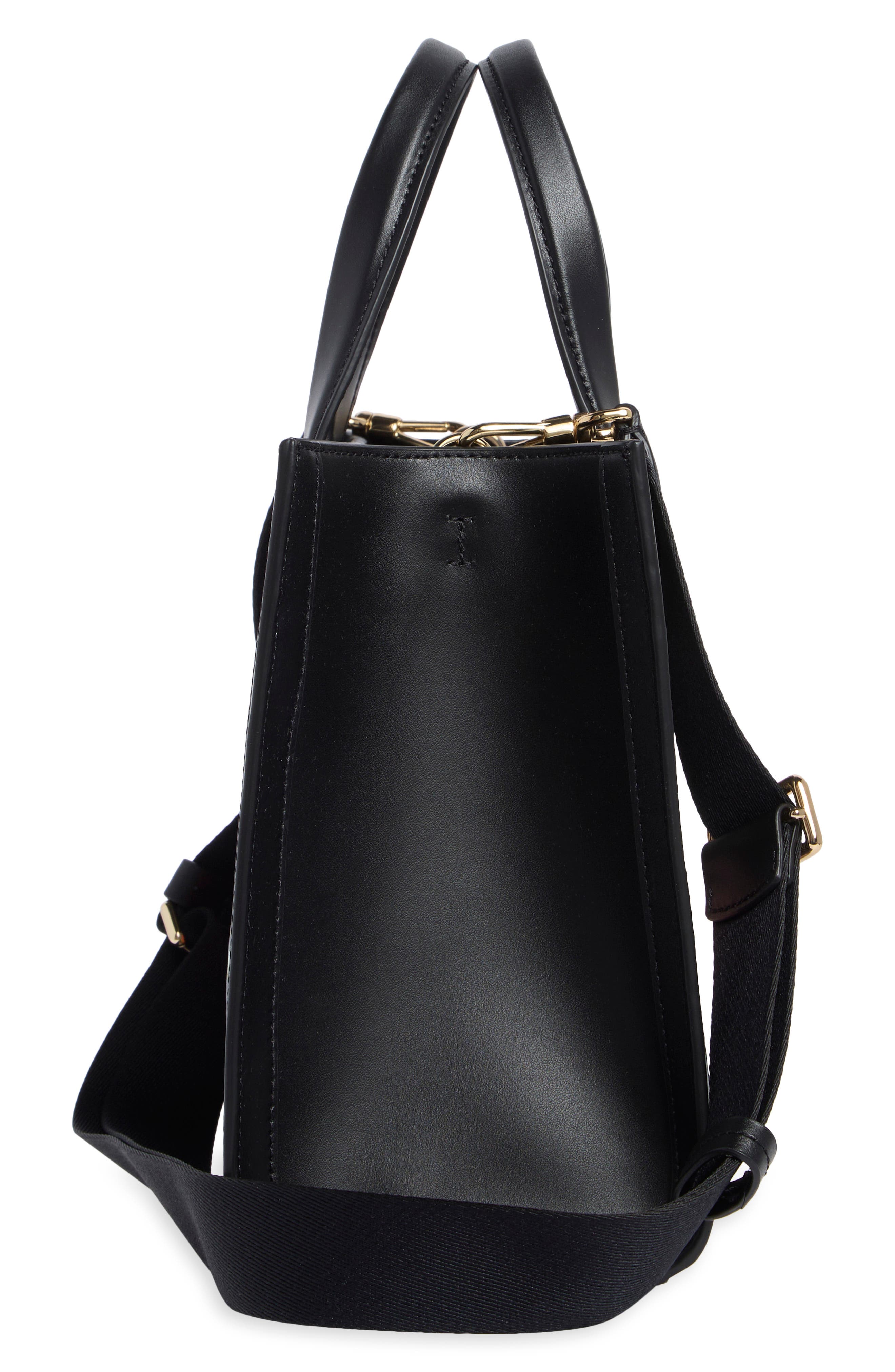 Manhattan Small Snake Print Embossed Leather Tote, Alternate, color, BLACK MULTI