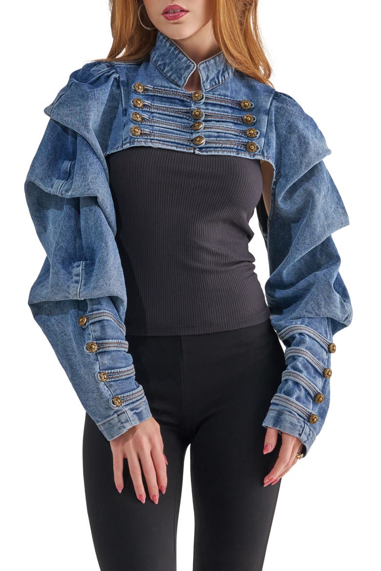 Merryn Cropped Jacket, Main, color, DENIM