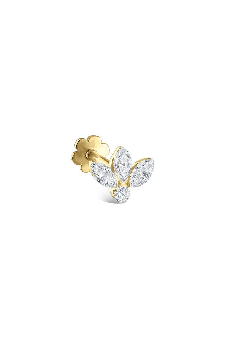 Invisible Diamond Lotus Threaded Stud Earring, Main, color, YELLOW GOLD
