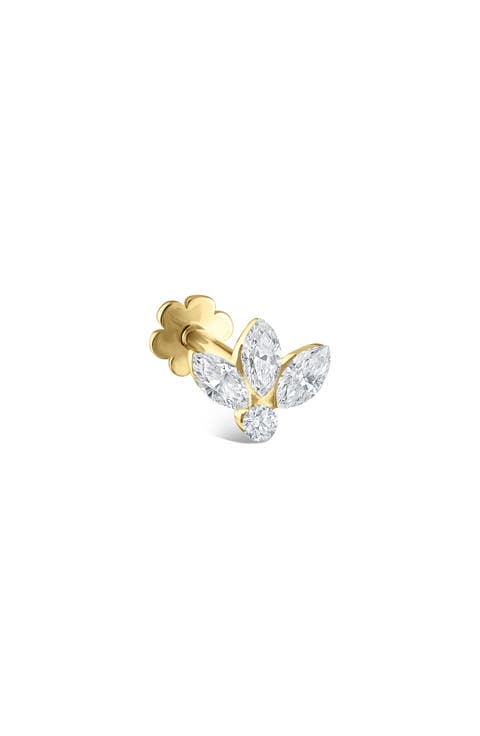 Invisible Diamond Lotus Threaded Stud Earring