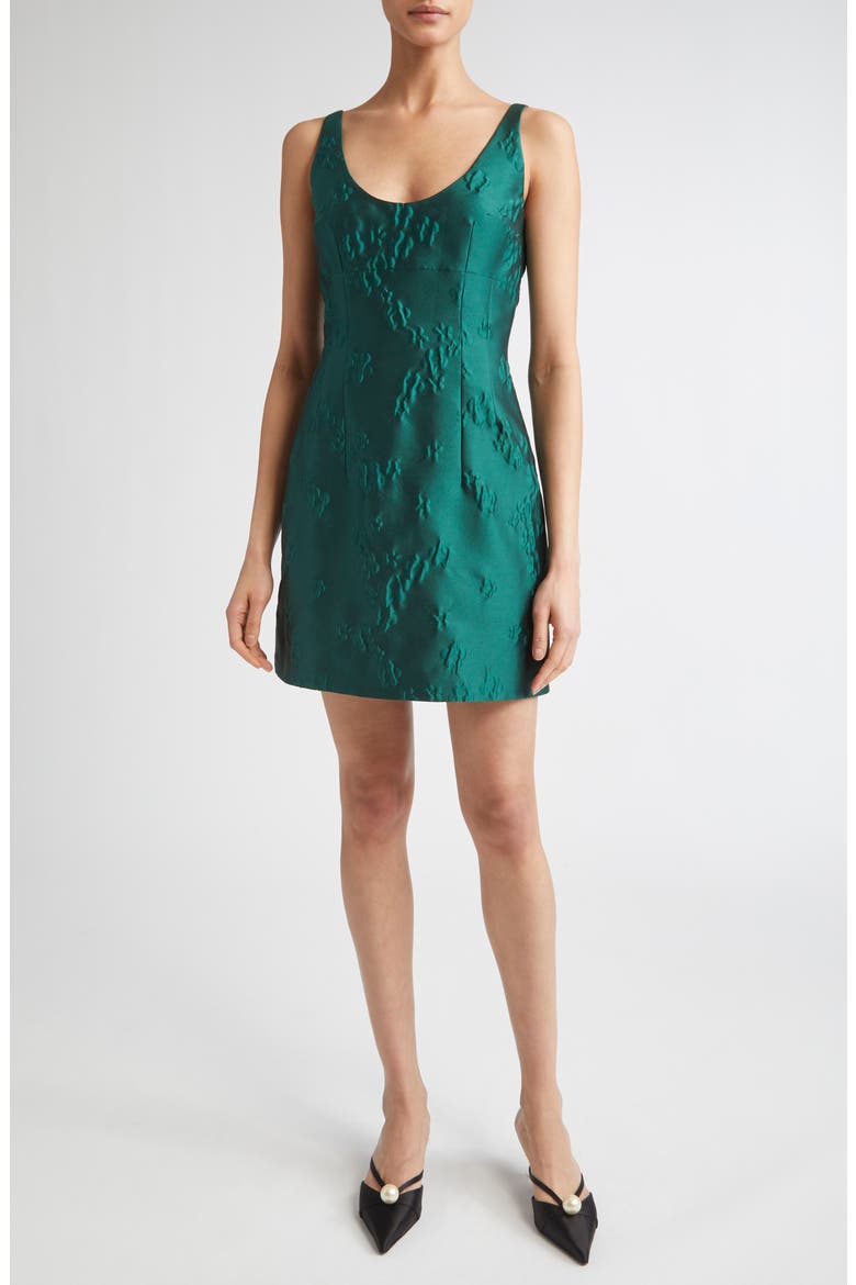 Einna Ditsy Metallic Floral Jacquard Minidress, Main, color, EMERALD GREEN